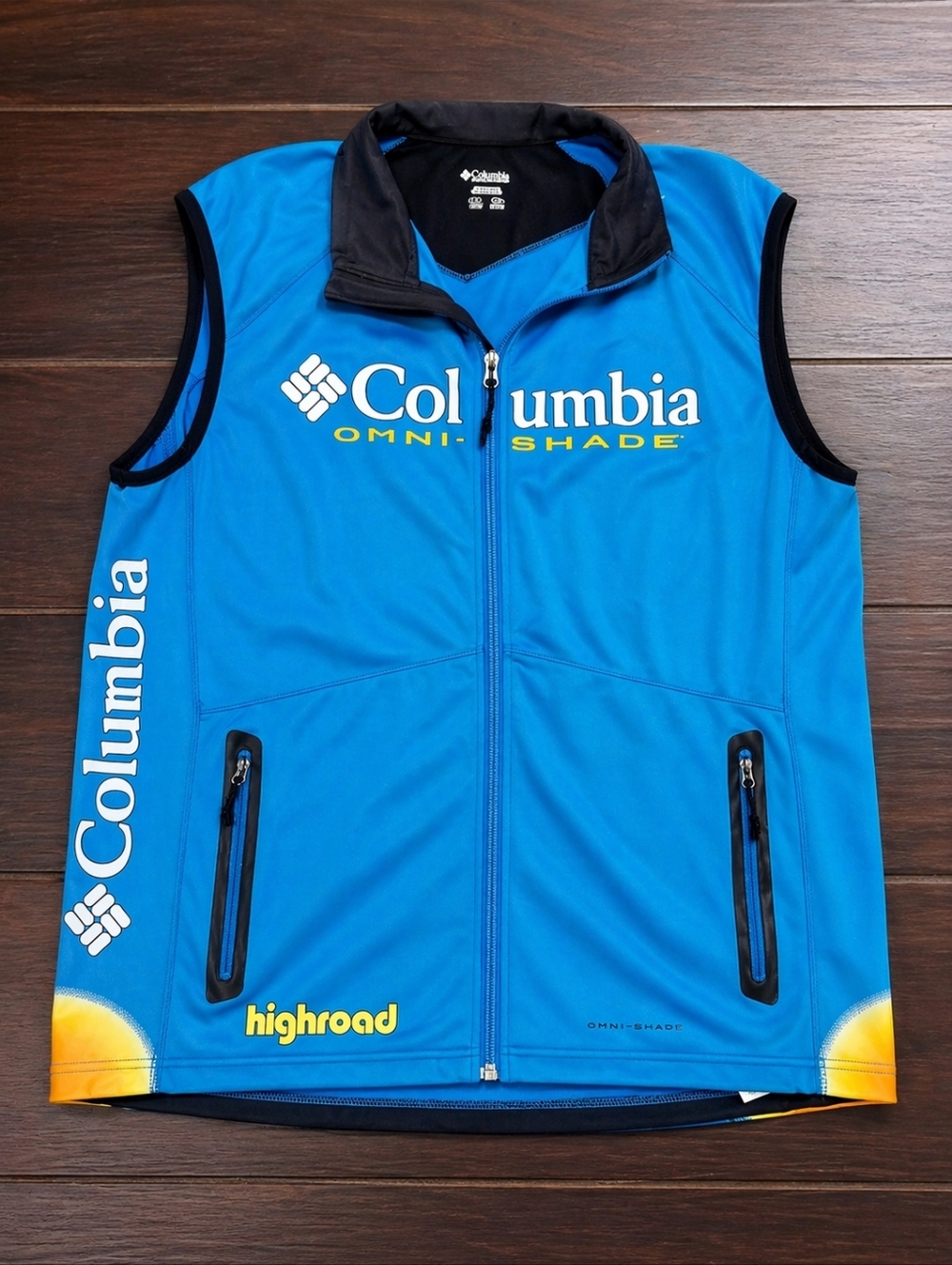 Columbia Blue Omni-Shade Vest Mens L Lightweight Outdoor Workwear Zip